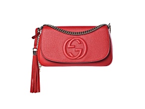 Gucci Soho Disco Red Leather GG Tassel Chain Crossbody Bag