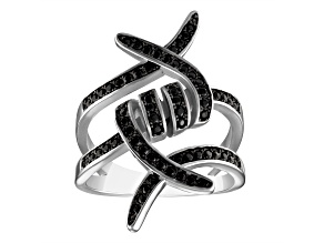Black Spinel Sterling Silver Tribal Ring 0.69ctw