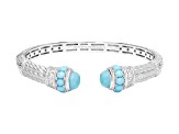 Judith Ripka 4x3mm Turquoise & 1.05ctw Bella Luce® Rhodium Over Sterling Silver Cuff Bracelet