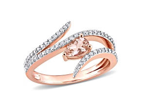 0.37ctw Morganite And 0.25ctw Diamond Accent 10k Rose Gold Ring