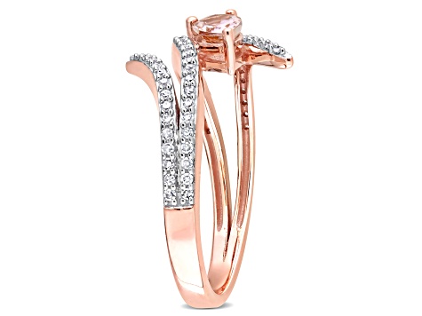 0.37ctw Morganite And 0.25ctw Diamond Accent 10k Rose Gold Ring