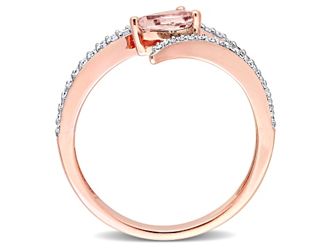 0.37ctw Morganite And 0.25ctw Diamond Accent 10k Rose Gold Ring