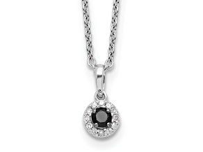 Rhodium Over Sterling Silver With Black Rhodium  0.19ctw Black and White Diamond Circle Pendant