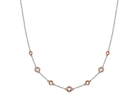 White Cubic Zirconia Two-tone Brass Station Necklace 3.73ctw