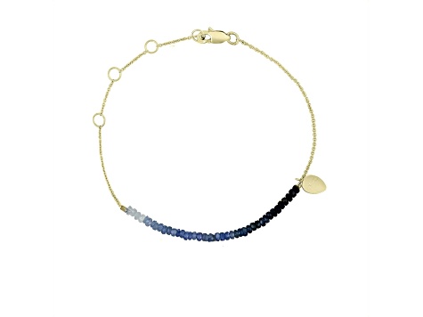 14k Yellow Gold Blue Sapphire Beaded Bracelet