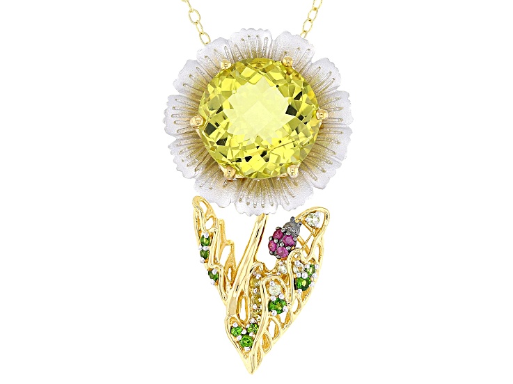 Yellow Ouro Verde and Multi Gemstone 24k Gold Over Palladium