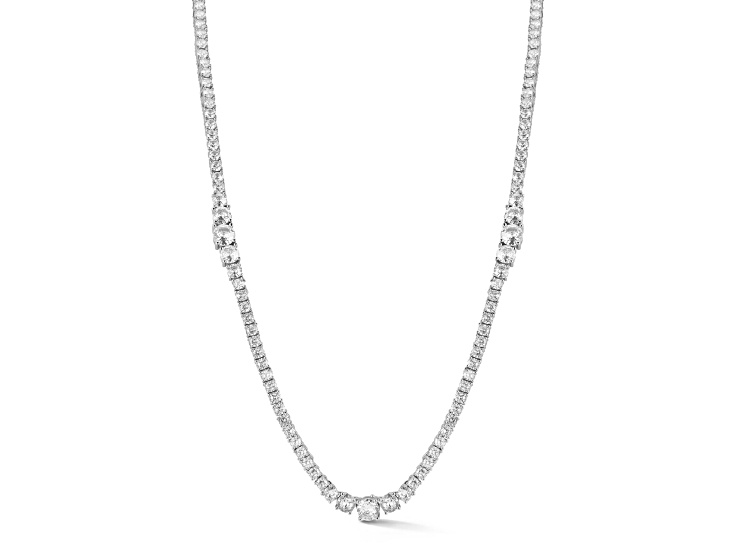 Rachel Zoe Rhodium Over Brass Cubic Zirconia Graduated Tennis Necklace