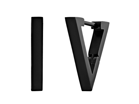 Black Stainless Steel Triangle Huggie Hoop Earrings