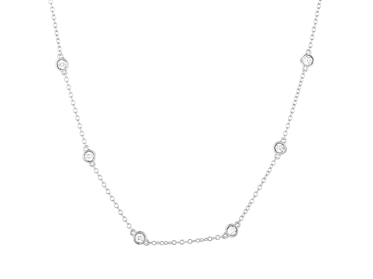 Diamond Accent Rhodium Over Sterling Silver In the Loop Chain Necklace