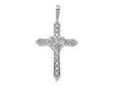 Rhodium Over 14K White Gold A 1/10ct. Diamond Heart Cross Pendant