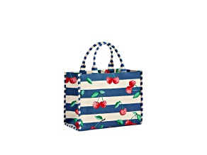 Cherry Stripe Jacquard Tote,Navy