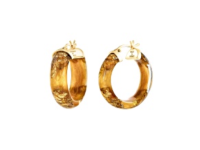 14K Yellow Gold Over Sterling Silver Mini Gold Leaf Lucite Hoops in Golden Nugget