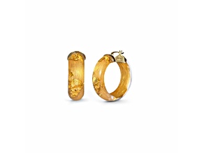 14K Yellow Gold Over Sterling Silver Mini Gold Leaf Acrylic Hoops in Golden Nugget