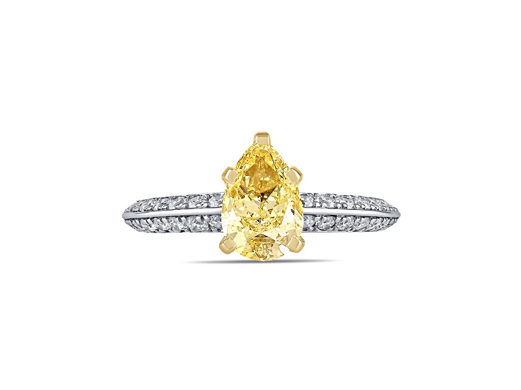 Yellow and White Lab-Grown Diamond 14k White and Yellow Gold Solitaire Ring 2.00ctw