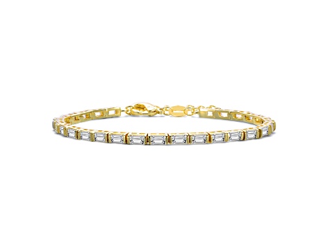 Clear Baguette Cubic Zirconia 3.92 TCW, 14K Gold Plated over Sterling Silver Tennis Bracelet