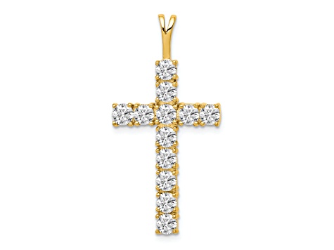 14K Yellow Gold A Diamond Latin Cross Pendant