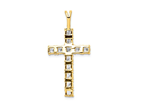 14K Yellow Gold A Diamond Latin Cross Pendant