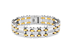 0.25ctw Diamond Two Tone Stainless Steel Link Bracelet