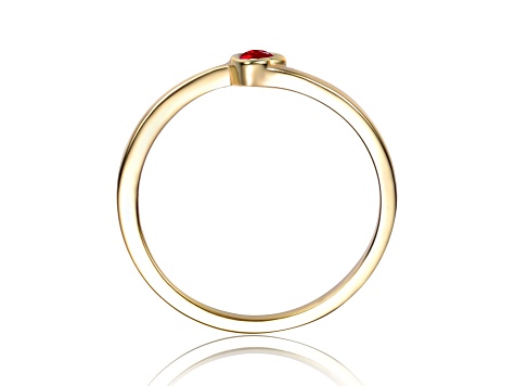 Ruby Red Heart Cubic Zirconia, 14K Gold Plated over Brass Solitaire Ring for Kids