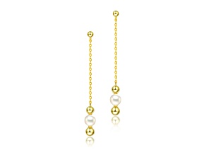 5.5MM Freshwater Pearls, 14K Gold Plated over Sterling Silver Dangling Earrings