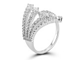 Rachel Zoe Rhodium Over Sterling Silver Cubic Zirconia Graduated Bypass Fan Ring