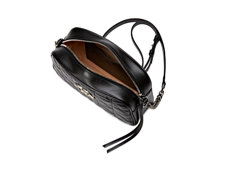 Gucci Small GG Marmont in Black with Silver Tone Hardware Zipper Closure Handbag