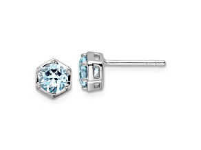 Sterling Silver Rhodium-plated Polished Sky Blue Topaz Post Earrings