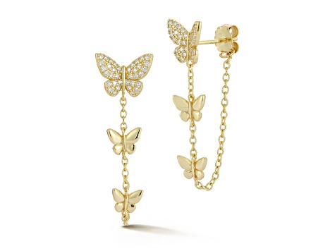 Rachel Zoe 14K Yellow Gold Over Sterling Silver Butterfly Dangle