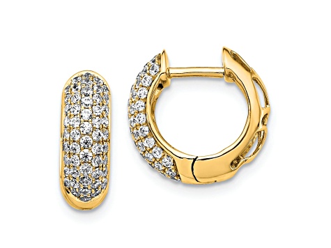 10k Yellow Gold 1/2" 0.77ctw Diamond Hinged Hoop Earrings