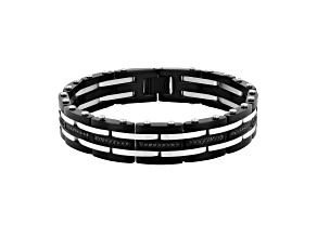 Ion-Plated Black Stainless Steel and Black Diamond Bracelet 1.0ctw