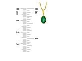 0.35ctw Oval Emerald and Round Diamond Accent Pendant in 14k Yellow Gold