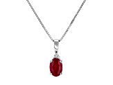 0.55ctw Oval Ruby and Round White Diamond Accent Pendant in 14k White Gold
