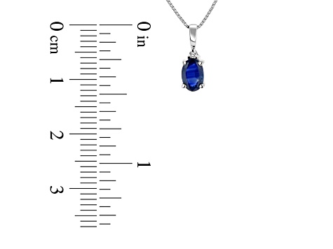 0.40ctw Oval Blue Sapphire and Round White Diamond Accent Pendant 14k White Gold