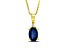 0.40ctw Oval Blue Sapphire and Round White Diamond Accent Pendant 14k Yellow Gold
