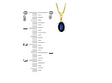 0.40ctw Oval Blue Sapphire and Round White Diamond Accent Pendant 14k Yellow Gold