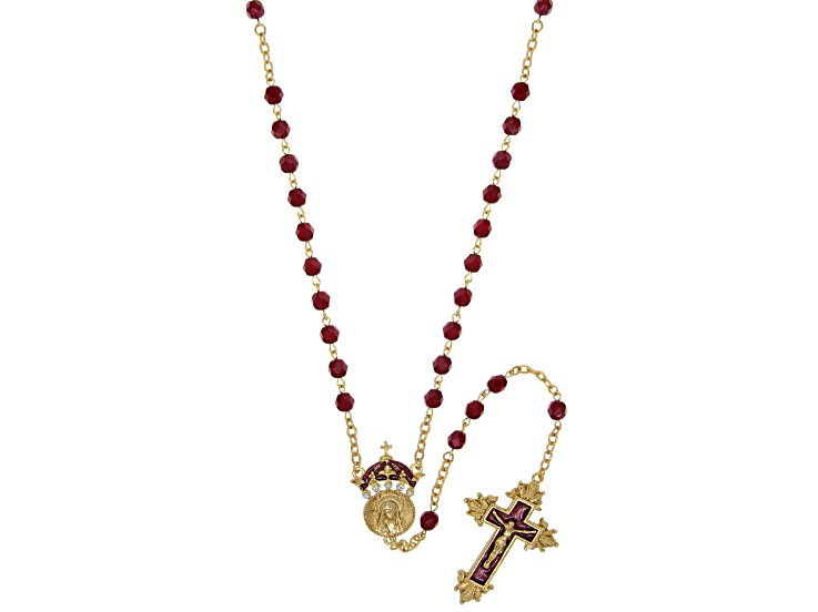Symbols Of Faith Gold Tone Base Metal Colored Bead Enamel "King of Kings" Rosary