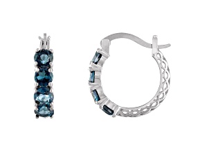 London Blue Topaz Filigree Leverback Sterling Silver Earrings 2.8ctw
