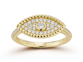 Sterling Statements 14K Yellow Gold Over Sterling Silver Pave Evil Eye Ring