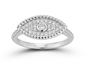 Sterling Statements Rhodium Over Sterling Silver Pave Evil Eye Ring