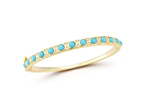 Rachel Zoe 14K Yellow Gold Over Sterling Silver Lab Created Turquoise and Cubic Zirconia Bangle