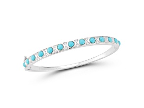 Rachel Zoe Rhodium Over Sterling Silver Lab Created Turquoise and Cubic Zirconia Bangle Bracelet