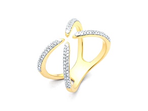 White Diamond 14K Yellow Gold Over Sterling Silver All Axis Statement Ring 0.25ctw