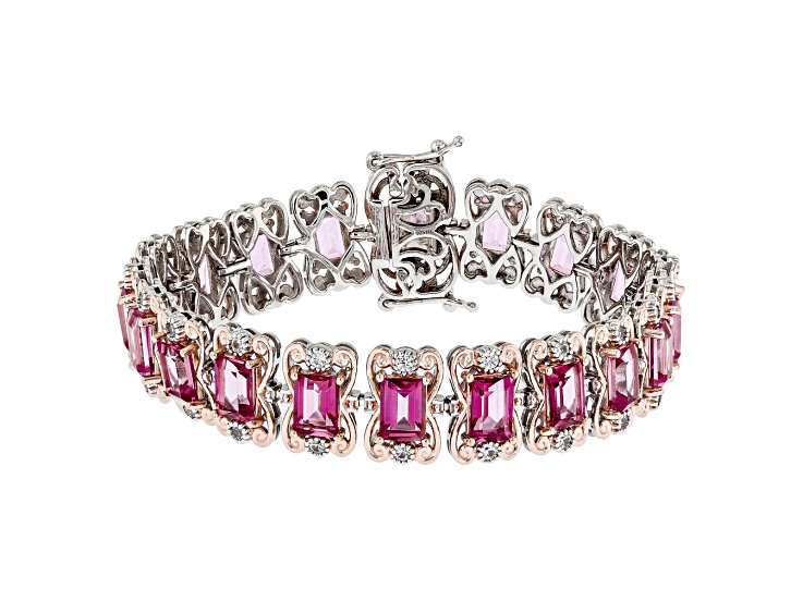 Pink Topaz Rhodium & 18k Rose Gold Over Palladium Sterling Silver