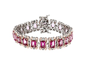 Pink Topaz Rhodium & 18k Rose Gold Over Palladium Sterling Silver Bracelet 25.53ctw