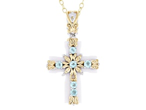 Teal Dauphin Apatite Rhodium & 24k Gold Over Palladium Silver Pendant W/ Chain 0.41ctw