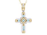 Teal Dauphin Apatite Rhodium & 24k Gold Over Palladium Silver Pendant With Chain 0.41ctw