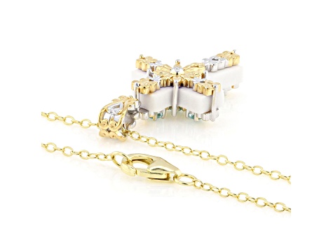 Teal Dauphin Apatite Rhodium & 24k Gold Over Palladium Silver Pendant With Chain 0.41ctw