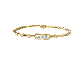 White Lab-Grown Diamond EF VVS-VS 18k Yellow Gold Over Sterling Silver Bangle Bracelet 2.16ctw
