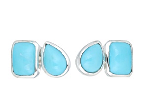 Silver Treasures by Samuel B. Sleeping Beauty Turquoise Sterling Silver Two-Stone Stud Earrings