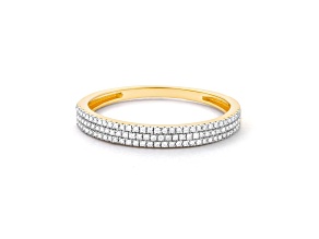 White Diamond 14K Yellow Gold Over Sterling Silver Triple Row Stackable Ring 0.15ctw
